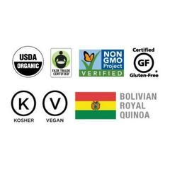 usda certified organic fair trade non-gmo project verified gluten free kosher vegan royal bolivian quinoa